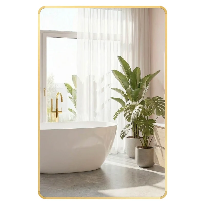 Miroir intégral suspendu avec cadre en aluminium doré