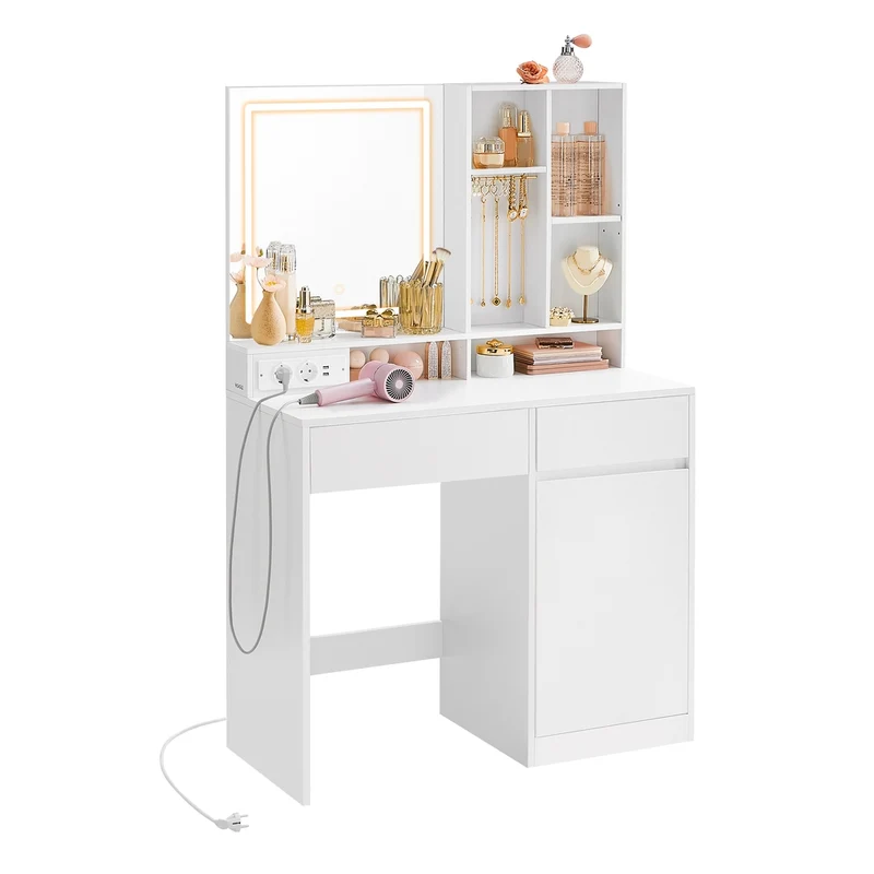 Coiffeuse avec miroir lumineux et rangements pratiques