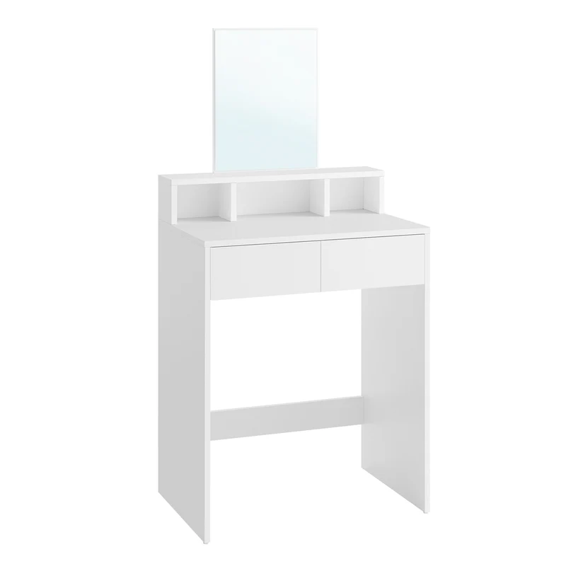 Coiffeuse avec grand miroir avec 2 tiroirs et 3 compartiments