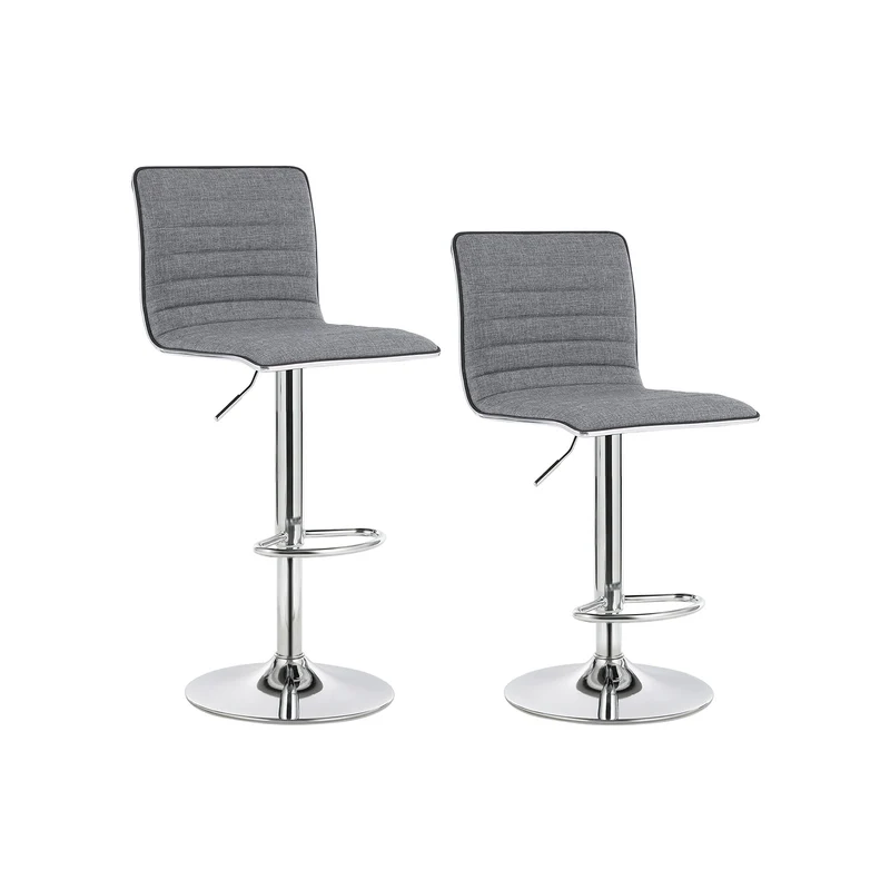 Lot de 2 tabourets de bar chromé revêtement en tissu gris