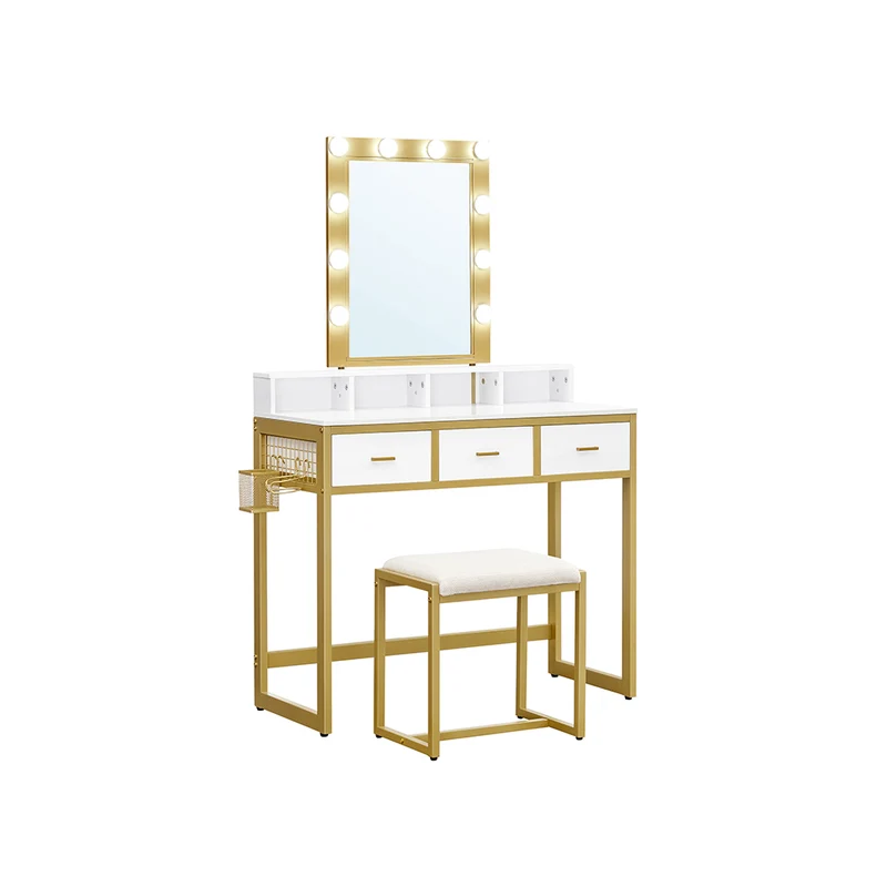 Coiffeuse avec tabouret et miroir LED