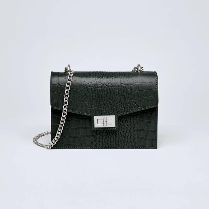Sac bandoulière Peuplier en cuir croco