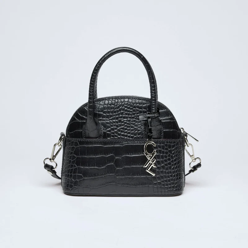 Petit sac bowling Bel-air en cuir croco