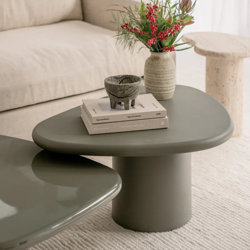 Table basse Tille - 90 cm - StoneSkin - Licht Kaki