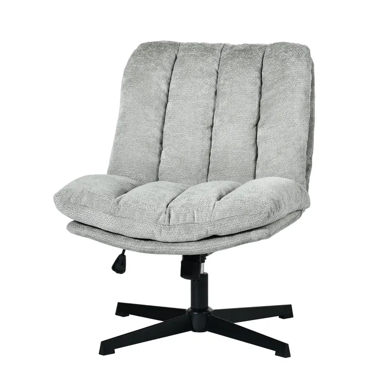 Fauteuil de relaxation réglable et pivotant avec accoudoirs et assise épaisse en chenille gris - CONFOD