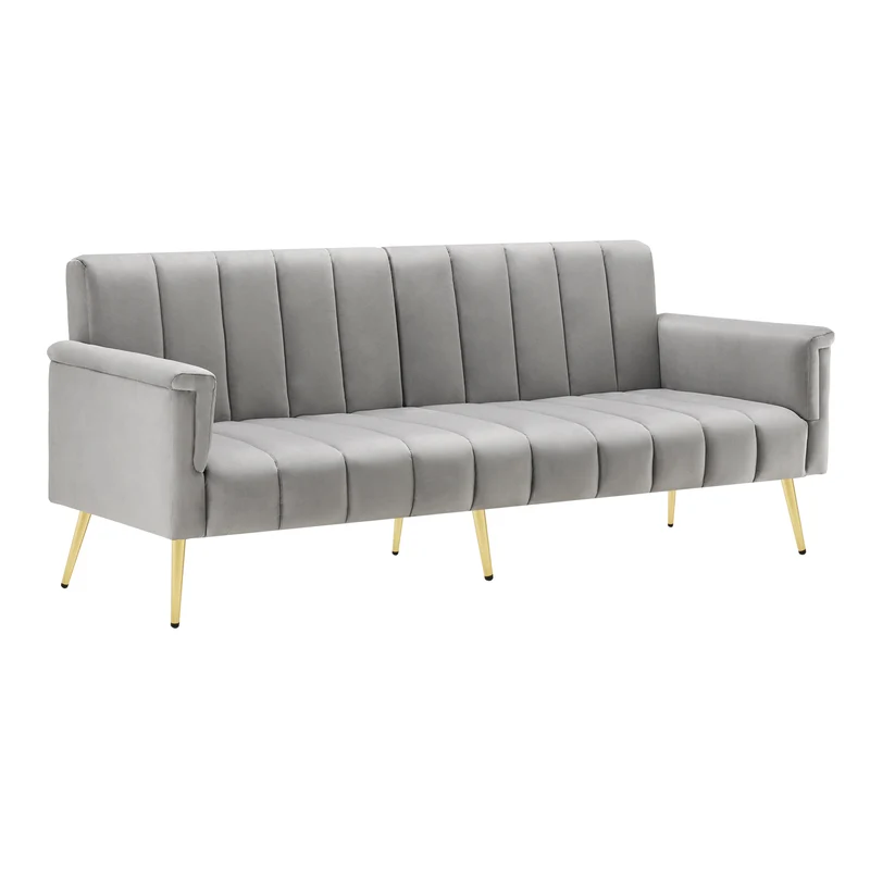 Sofa-lit pliant moderne en velours 183x76x75 cm â€?Réglable en 5 angles, pieds métalliques, idéal pour salon et chambre d’invités