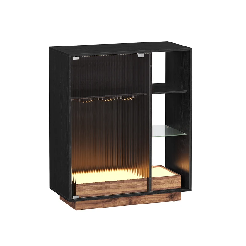 Meuble bar à vin avec éclairage et porte-verre