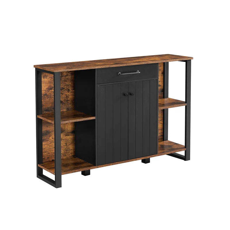 Buffet avec tiroir portes marron rustique et noir