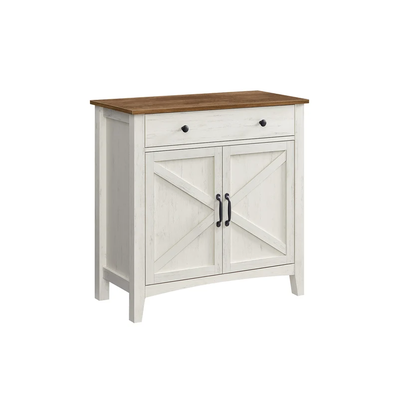 Buffet style campagne blanc rustique et marron miel