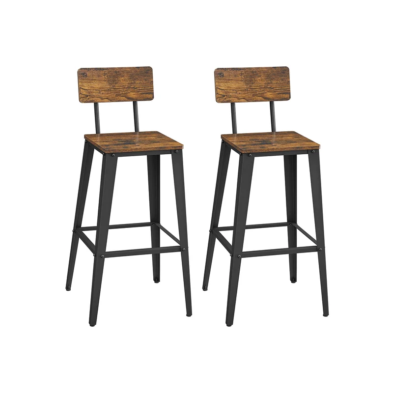 2 Tabourets de bar avec dosier industriel