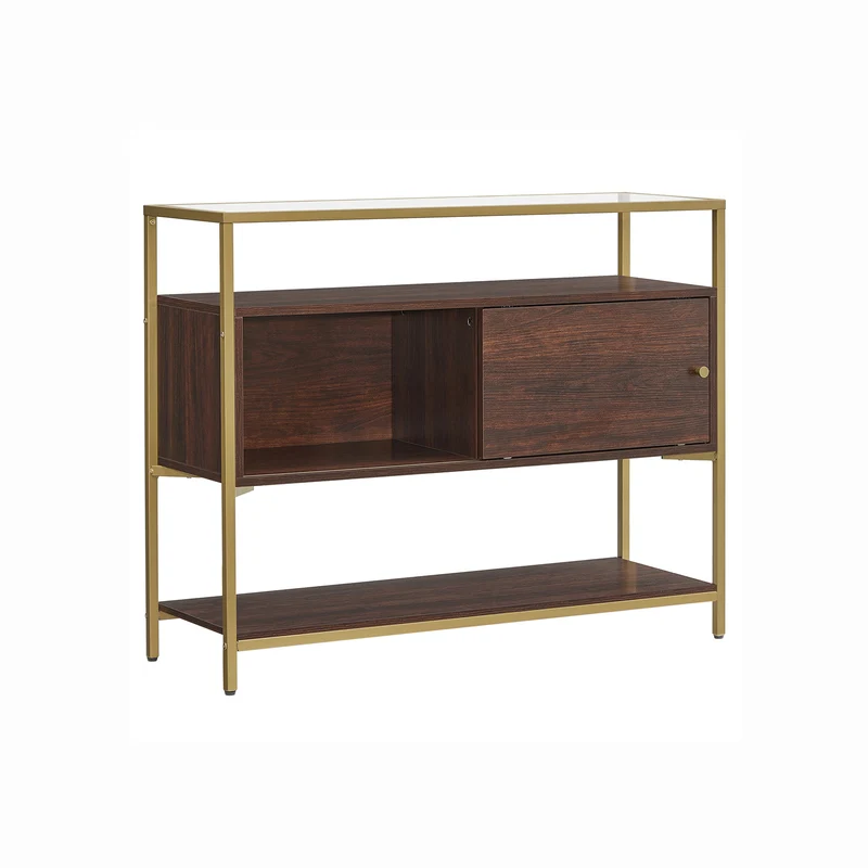 Table console verre marron doré