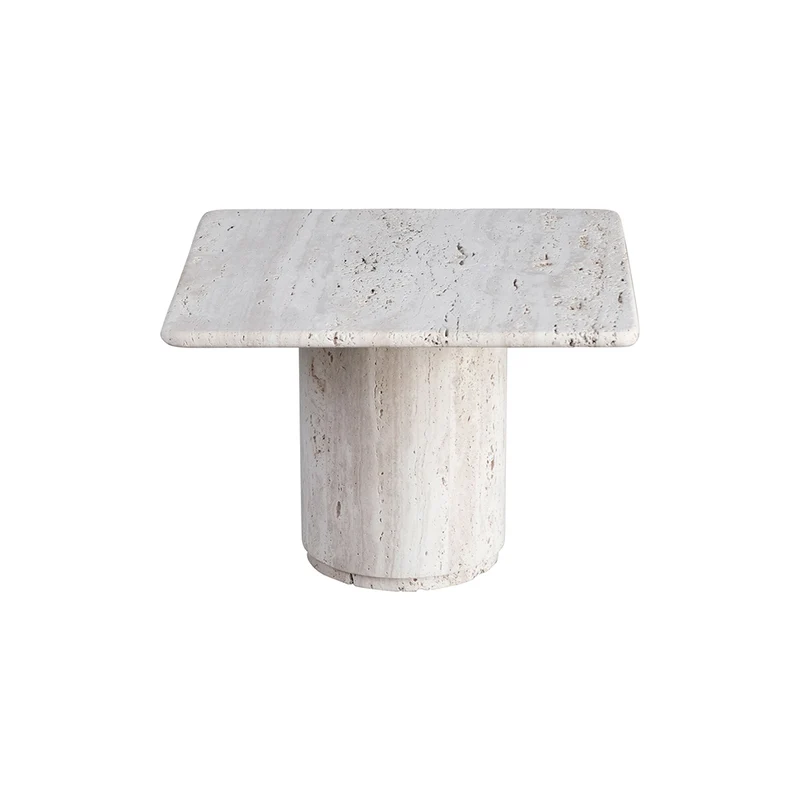 Table basse carrée - Lyon - Haute - Travertin Blanc