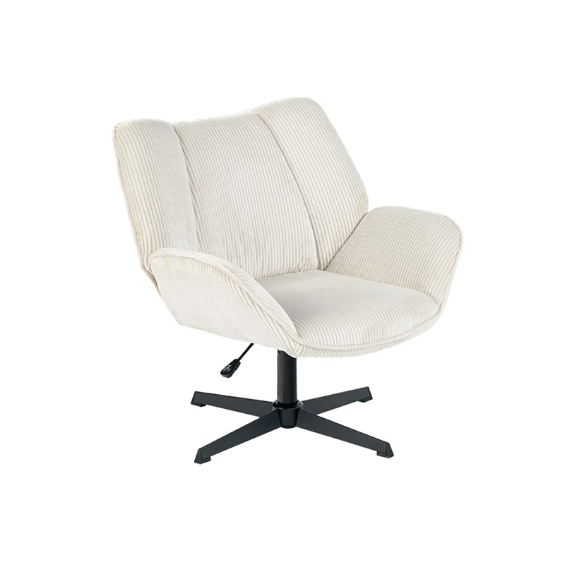 Fauteuil de loisirs réglable pivotant avec accoudoirs en velours côtelé beige - DUROTHIL