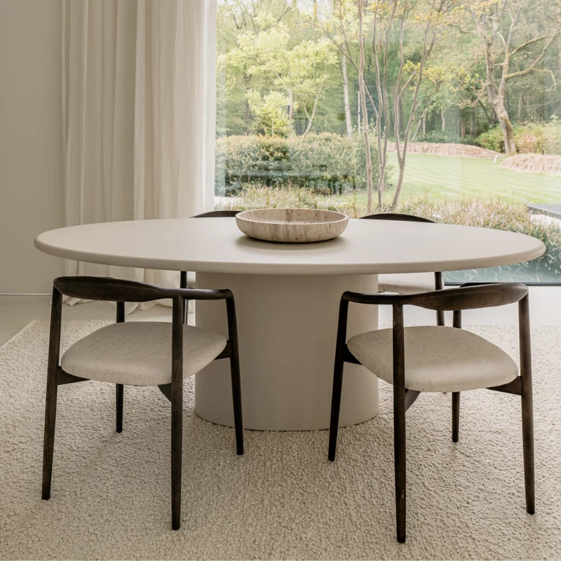 Table à manger ovale aspect béton - Dena - Latte - 220cm - StoneSkin