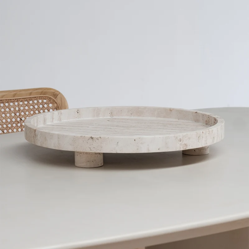 Bol en travertin - Grès blanc - D45 cm