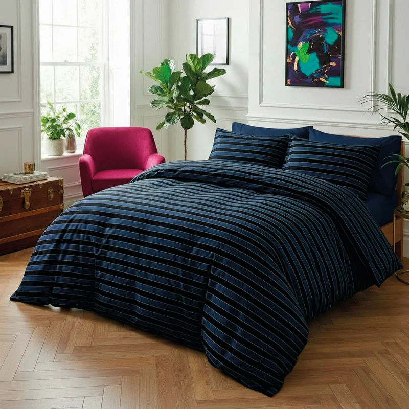 Couvre-lit satin de coton Eclipse Bleu foncé - 220 x 250 cm