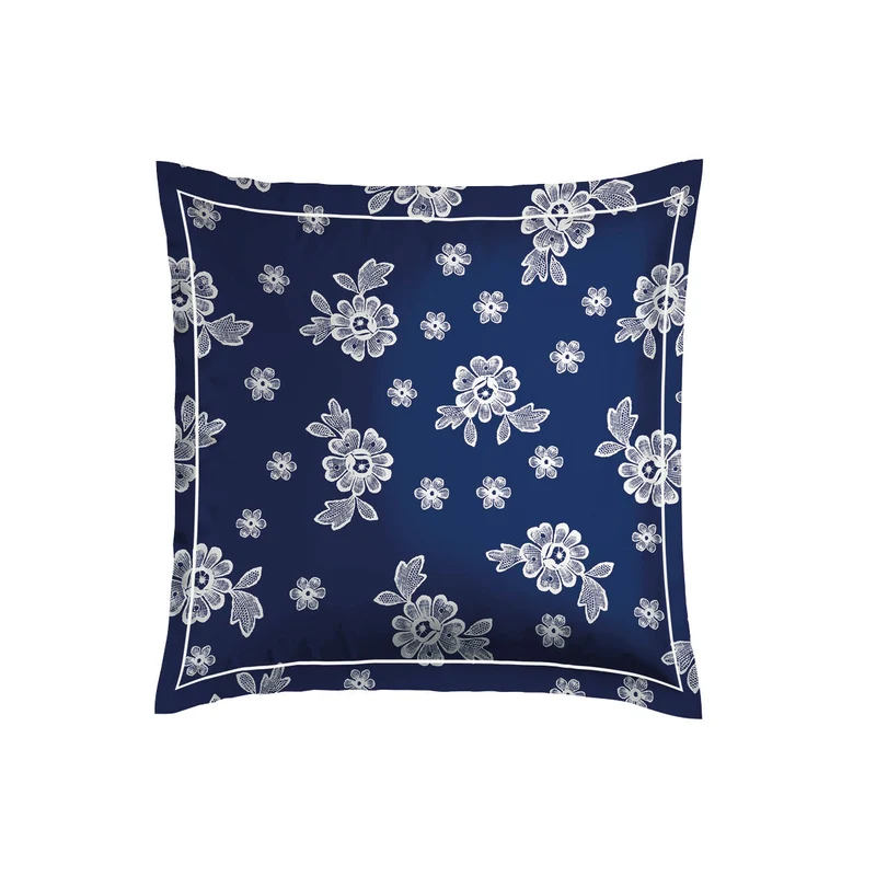 Taie d'oreiller satin de coton - Blossom Bleu foncé
