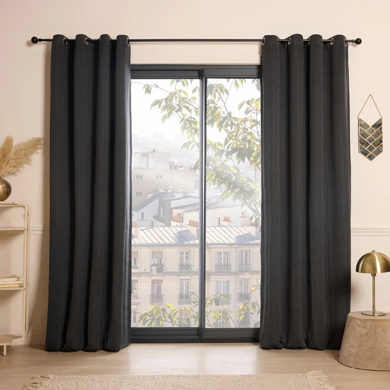 Rideau obscurcissant à œillets - Louvre Gris foncé