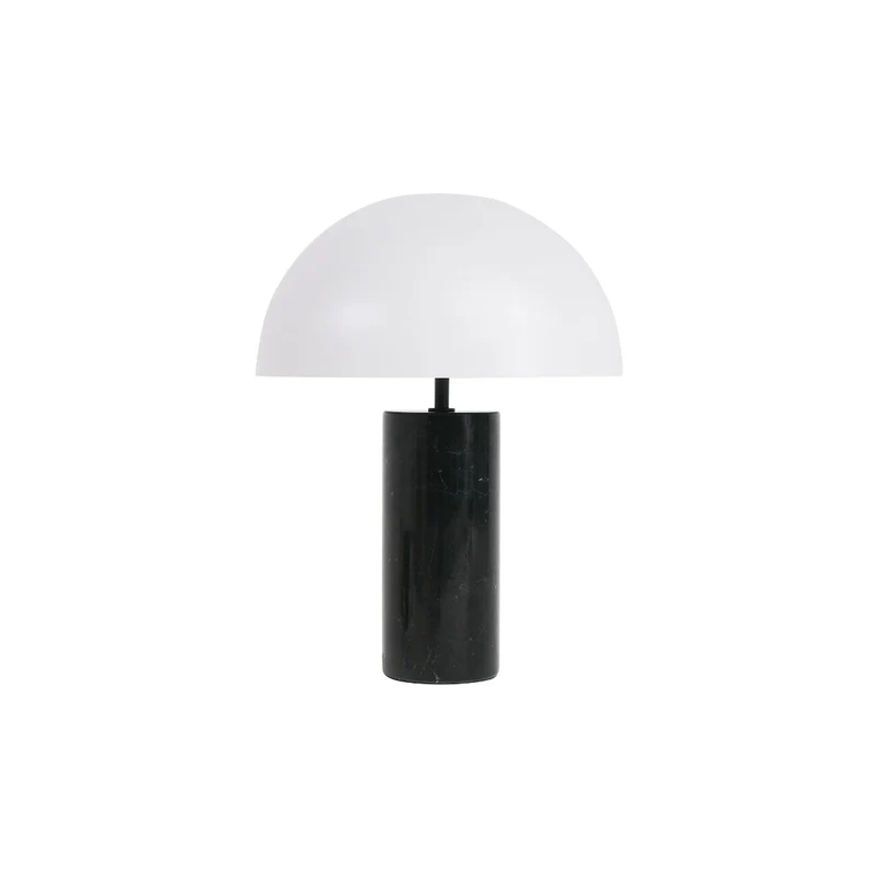 Lampe à poser Mia - Base Marbre Blanche - Noir - Ø40/H55
