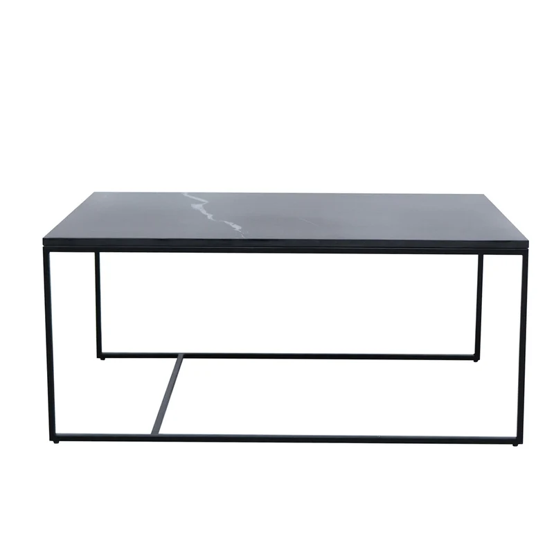 Table Basse en Céramique - Miles - Céramique Noire - 90x60x40cm