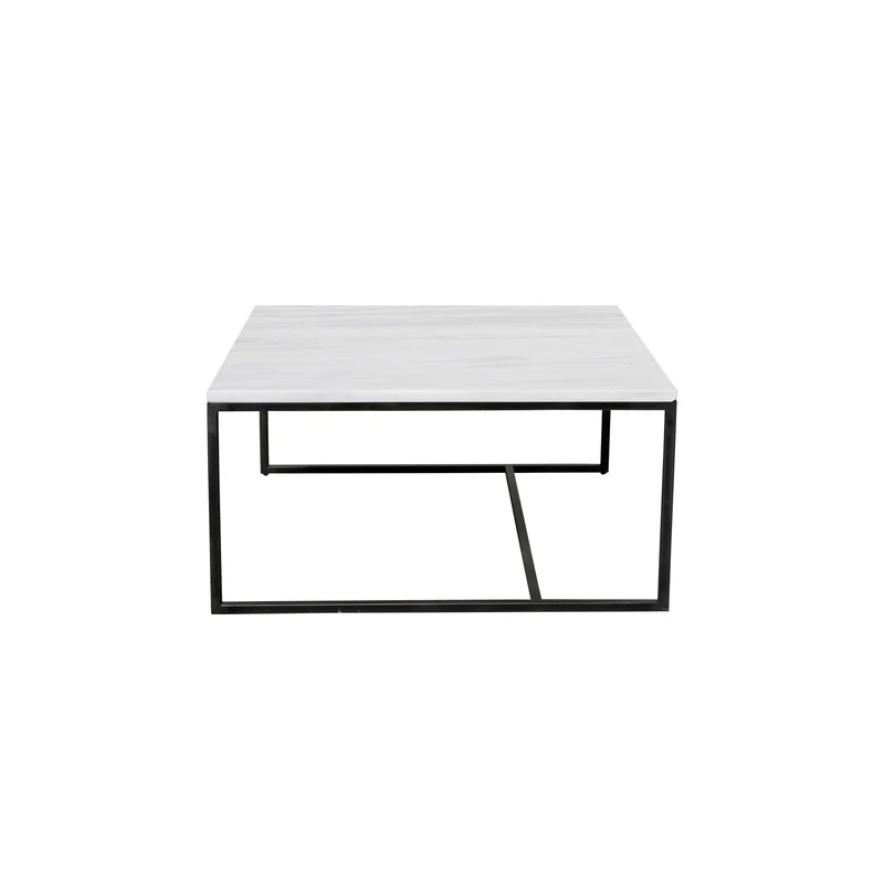 Table Basse Carrée en Marbre - Blanc - Will - 70x70x36,5cm