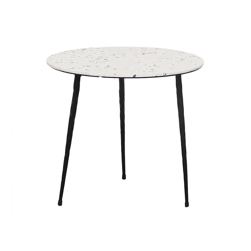 Table d'Appoint Mauritz - Terrazzo Noir/Blanc - 40x40x40cm