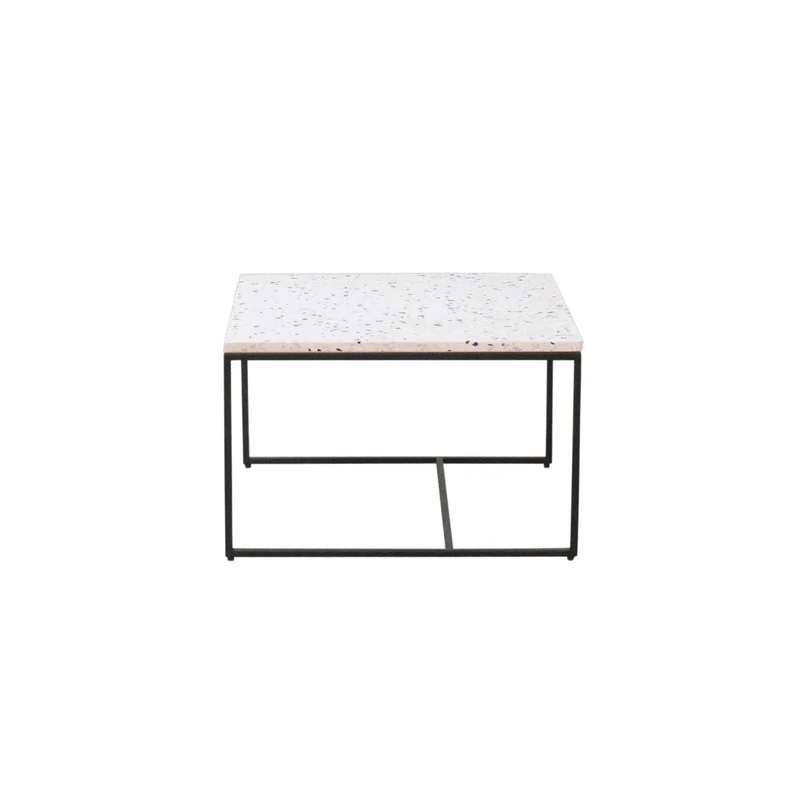 Table Basse Rectangualaire - Miles - Terrazzo Blanc - 55cm