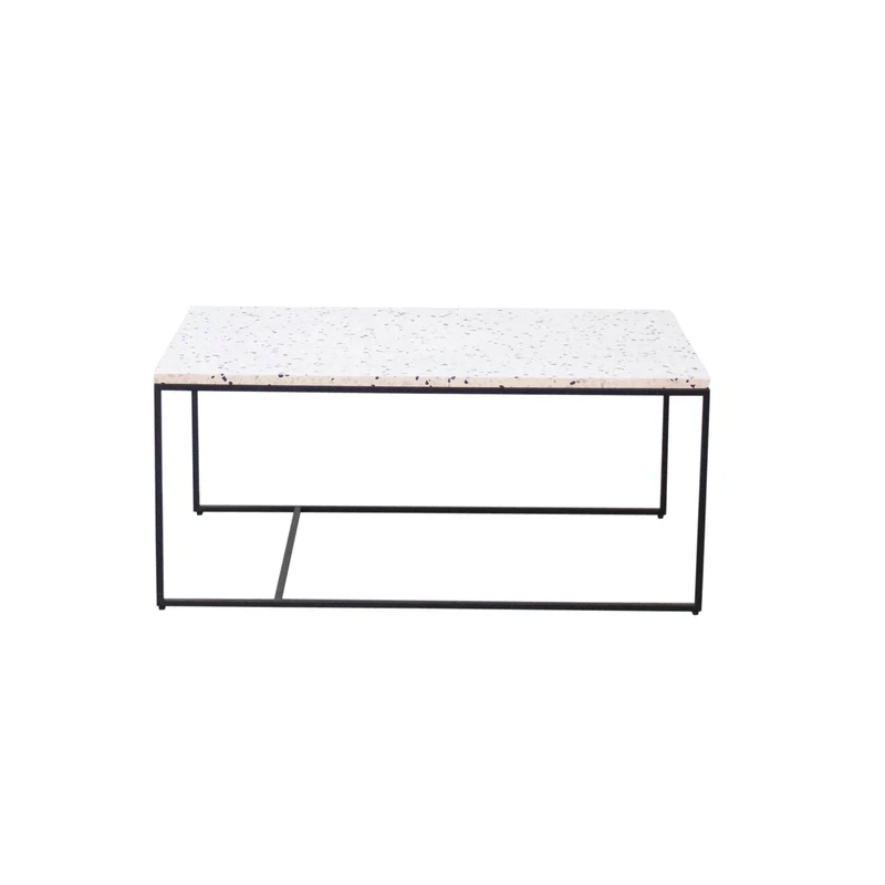 Table Basse Rectangulaire - Miles - Terrazzo Blanc - 90cm