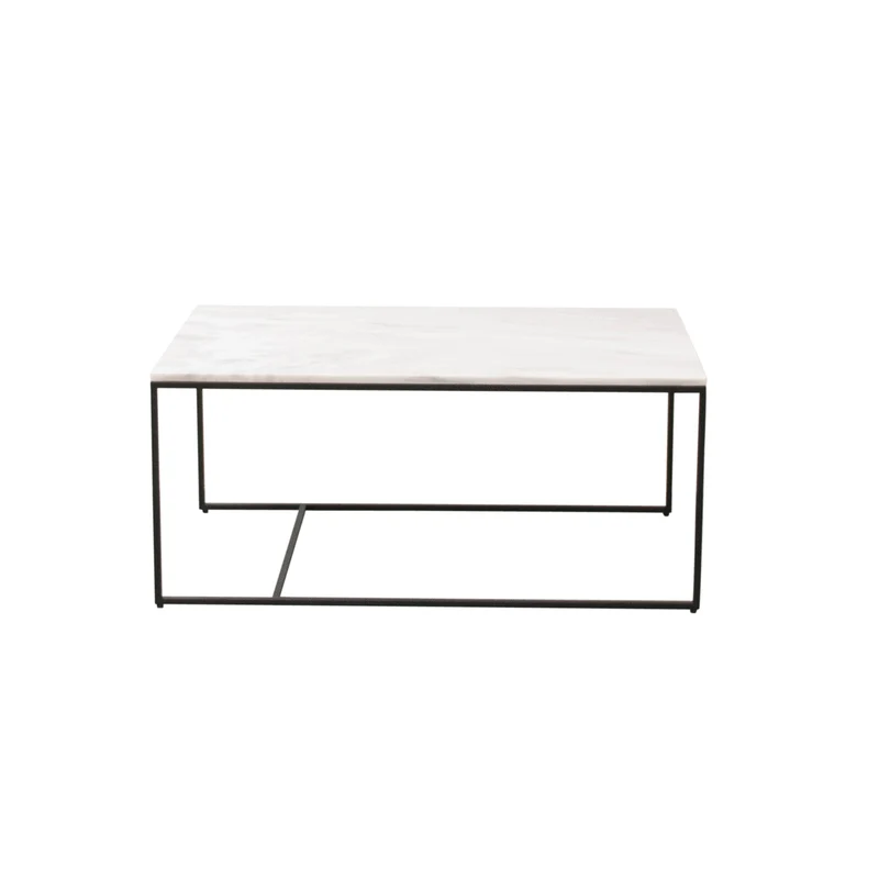 Table Basse Rectangulaire - Miles -Marbre Blanc - 90cm