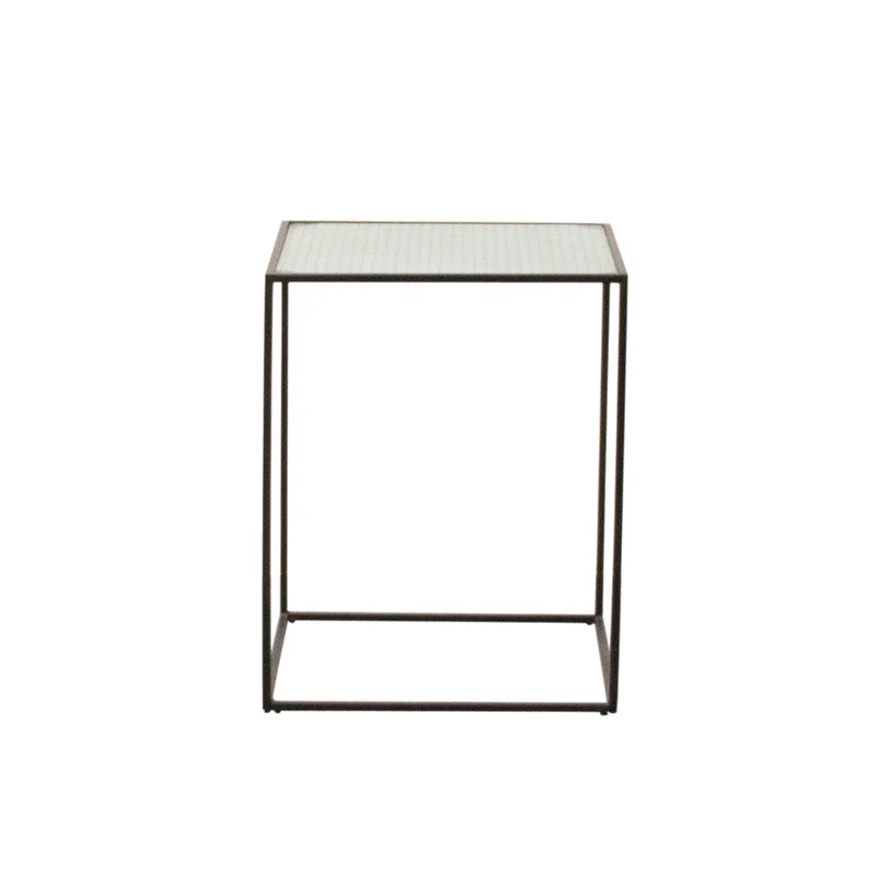 Table d'Appoint en Verre - Annaliz - Verre/Métal Noir - 40×40×50cm