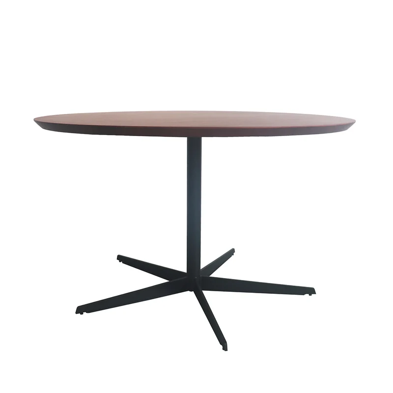 Table à Manger Ronde avec Bord Biseauté - Noyer - Ø125cm