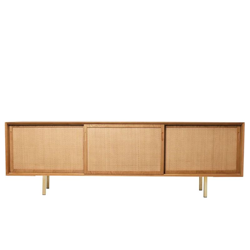 Dressoir Vintage - Chêne/ Osier Naturel (220cm) - Oskar