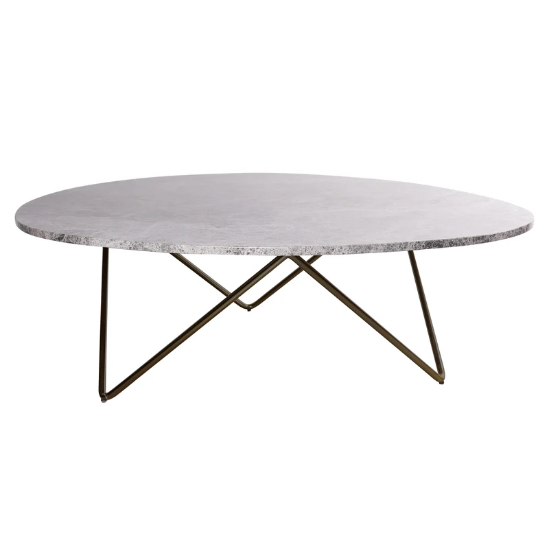 Table Basse en Marbre - Richard - 100x80cm - Marbre Gris - Or