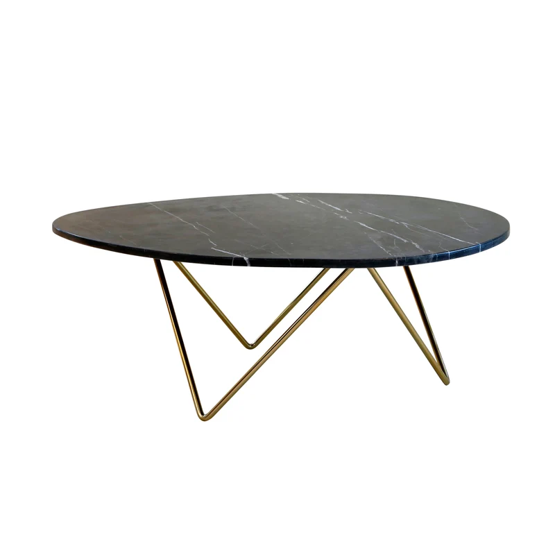 Table Basse en Marbre - Richard - 100x80cm - Marbre Noir - Or
