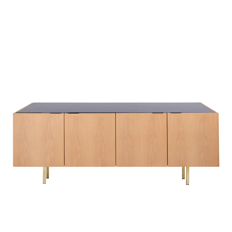 Dressoir avec Marbre - Pisa - Chêne/Marbre Noir (200cm)