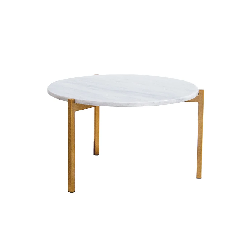 Table Basse en Marbre - Leonard - Marbre Blanc - Ø58cm