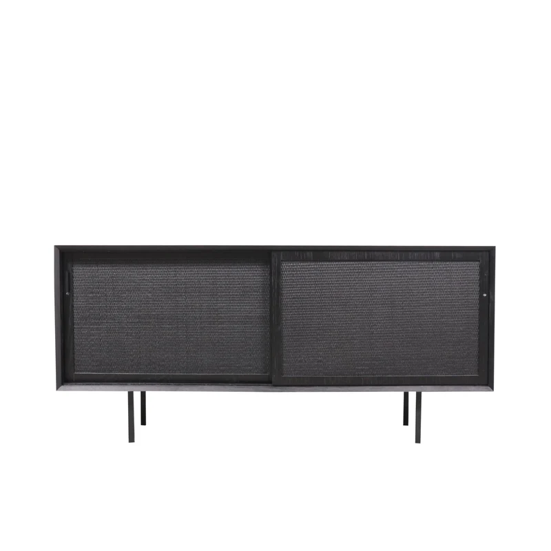 Dressoir Noir avec Osier - Oskar (150cm)
