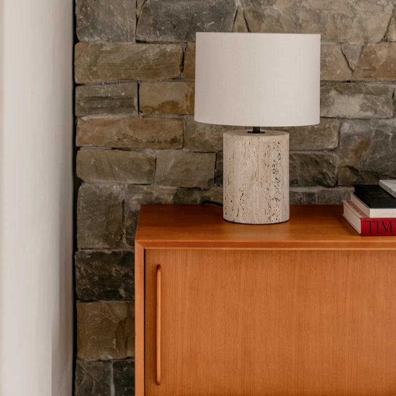 Lampe de table - Aussi - Travertin - Blanc - H42 cm