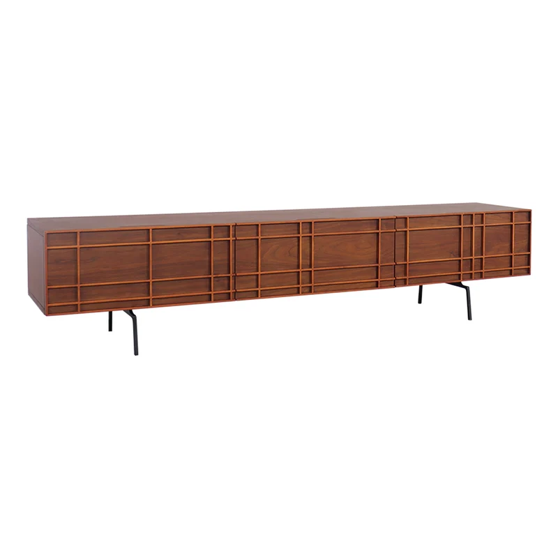 Meuble TV à lattes - Dunkerque - Noyer - 165 cm