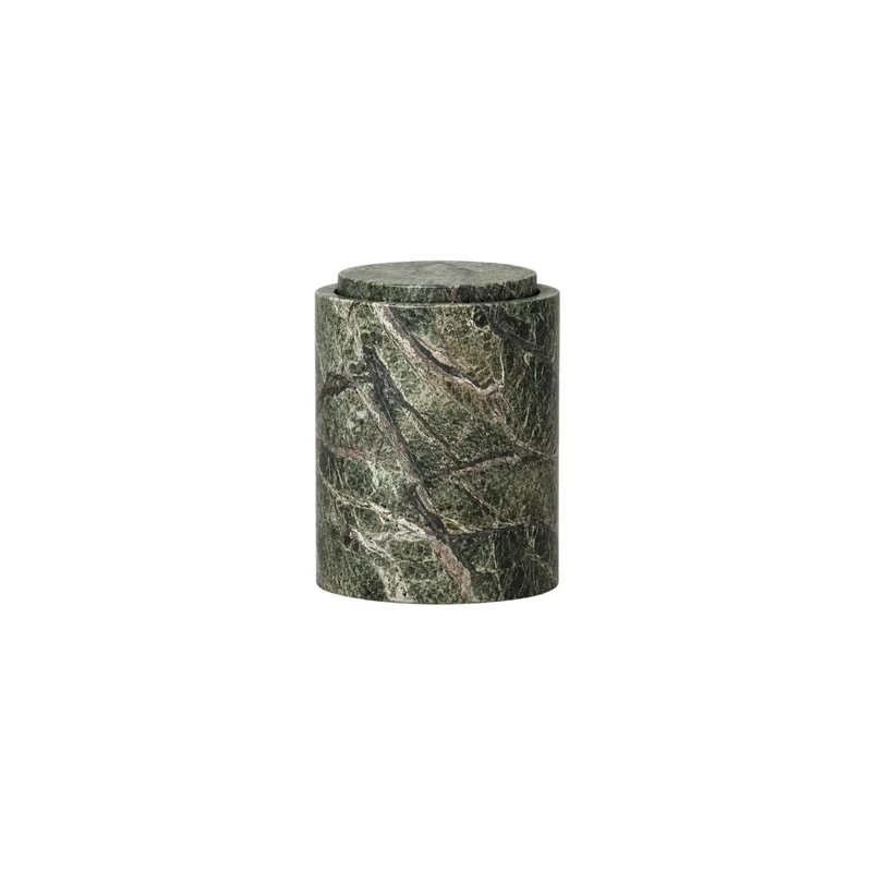 Bol de rangement avec couvercle - Marbre vert forêt - H 15,8 cm