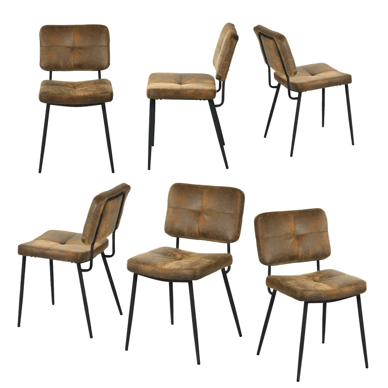 Lot de 6 chaises de salle à manger industrielles en suédine - KAROMI