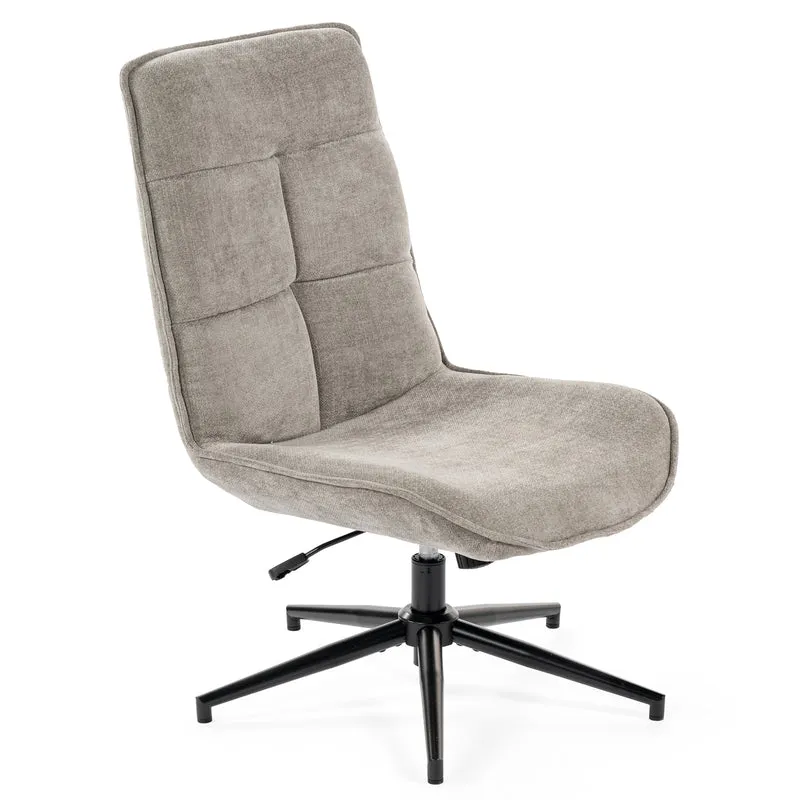 Fauteuil de loisirs réglable en tissu chenille gris pivotant à 360° - CHARLOTTE