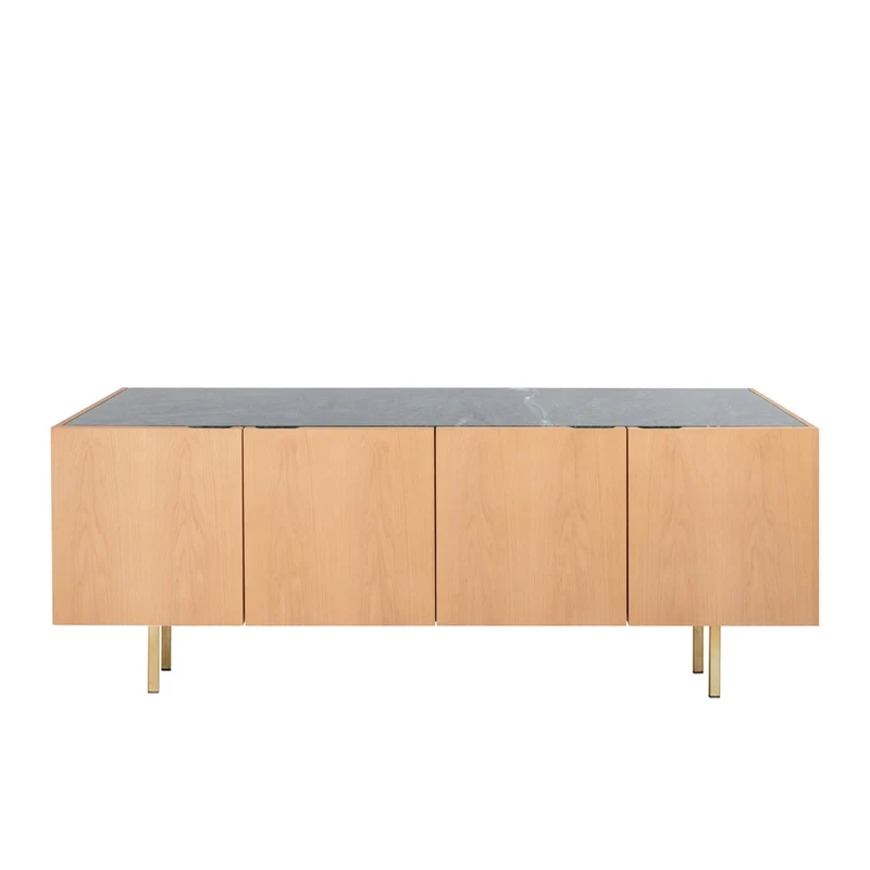 Dressoir avec Marbre - Pisa - Chêne/Marbre Vert (200cm)