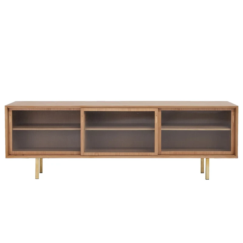 Buffet Scandinave Sanchez - Chêne Naturel - 220 cm - Portes vitrées