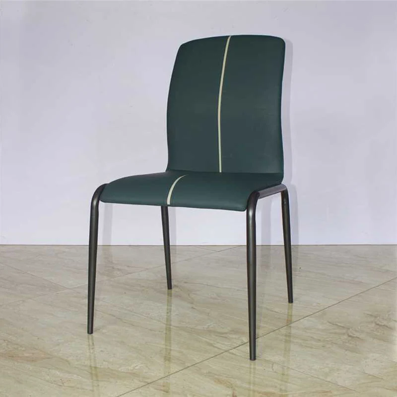 Modern Minimalist Curved PU Leather Carbon Steel Sponge Dining Chair Backrest For Dining Room