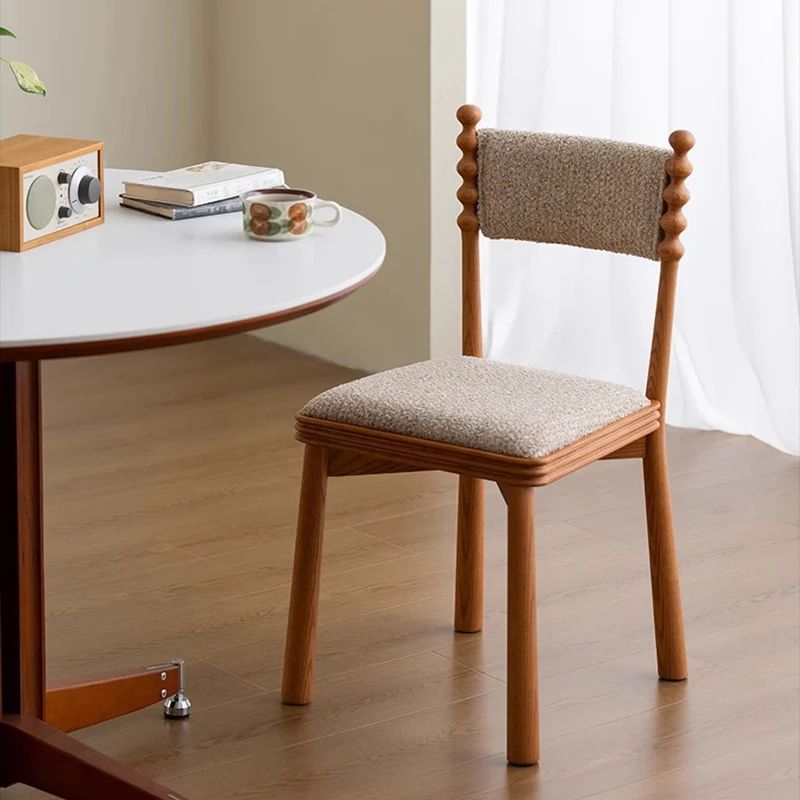 Traditional Vintage Rectangular Seat Cushion Solid Wood Linen Sponge Dining Chair Backrest Durable For Dining Room