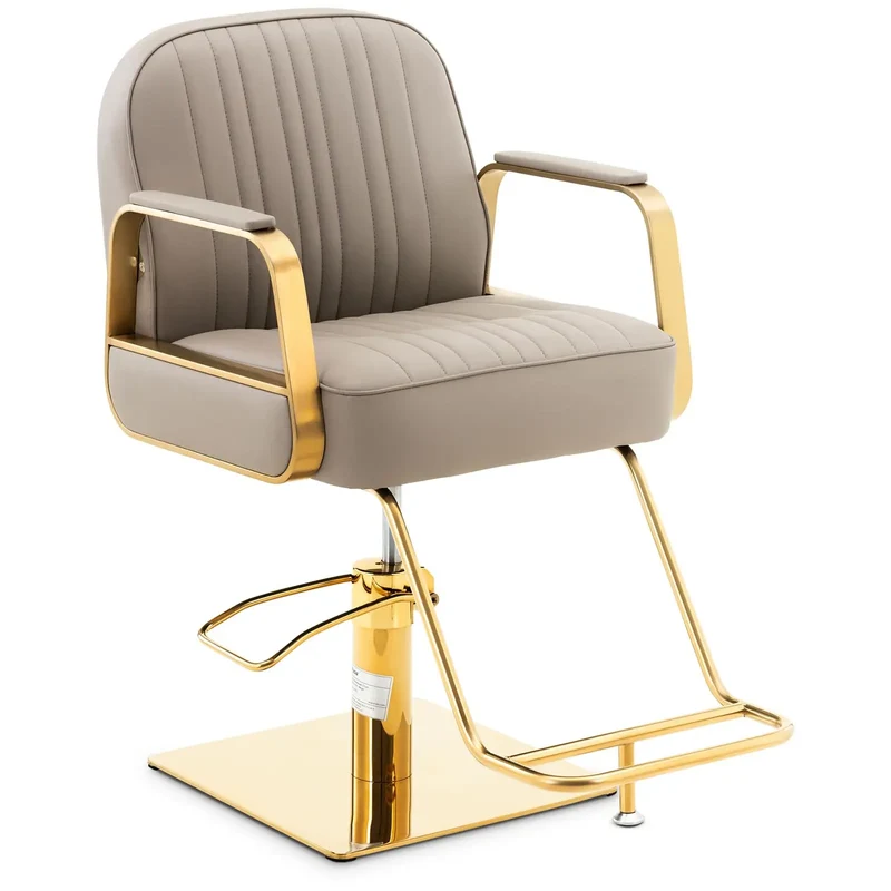 Fauteuil de coiffeur avec repose-pieds 200 kg acier inoxydable beige doré 14_0008958