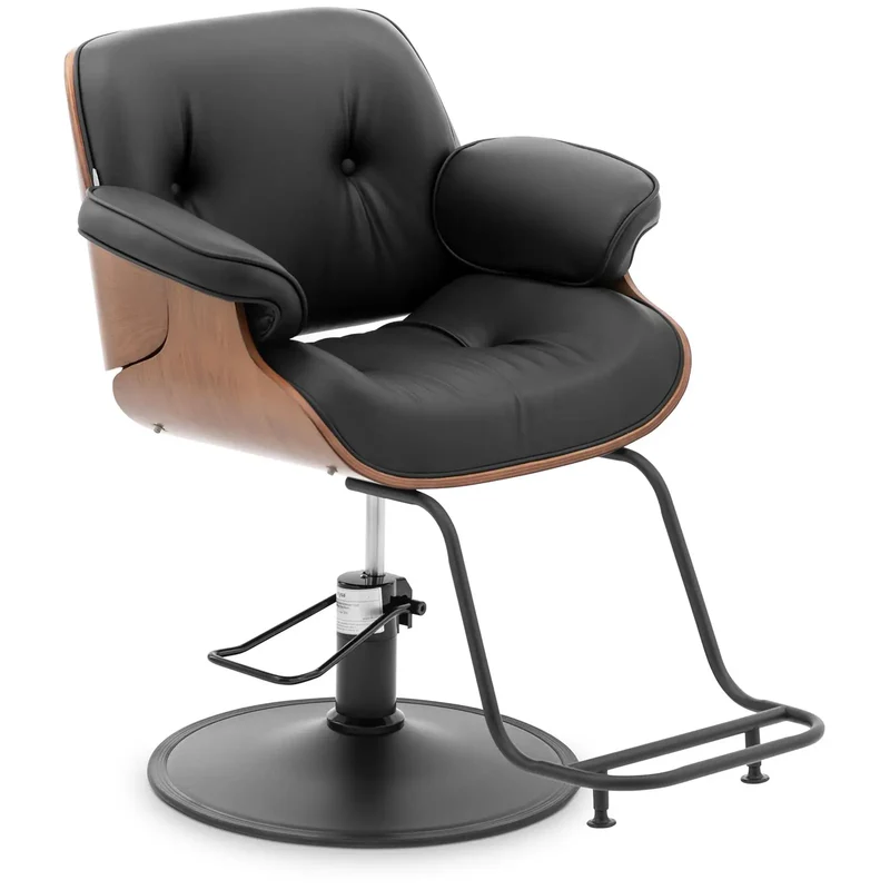Fauteuil de coiffeur professionnel avec repose-pieds 200 kg acier inoxydablePVC noir 14_0008950