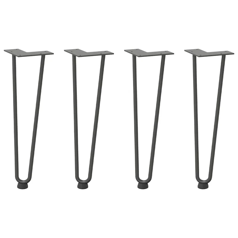 Lot de 4 pieds en épingle à cheveux pour table basse 42 cm avec patins réglables design moderne en acier massif anthracite 02_0056721