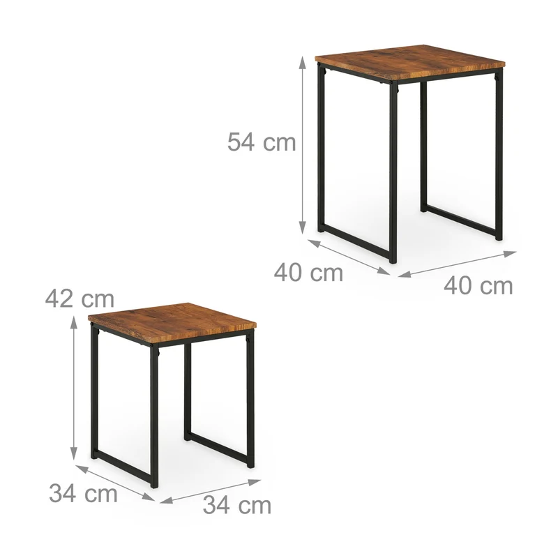 Lot de 2 tables d’appoint carrées pratiques salon chambre 54 x 40 x 40 cm en MDF noir 13_0015488
